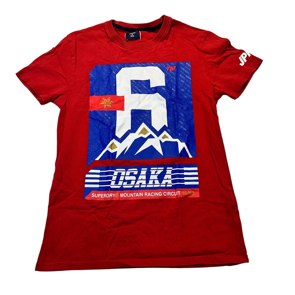 Superdry‎ T-Shirt Mens Medium Red Osaka Mountain Racing Graphic Streetwear